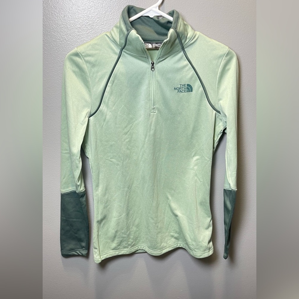 The North Face Women's Green Colorblock Glacier 1/4 Zip 2 Tone Pullover Size S